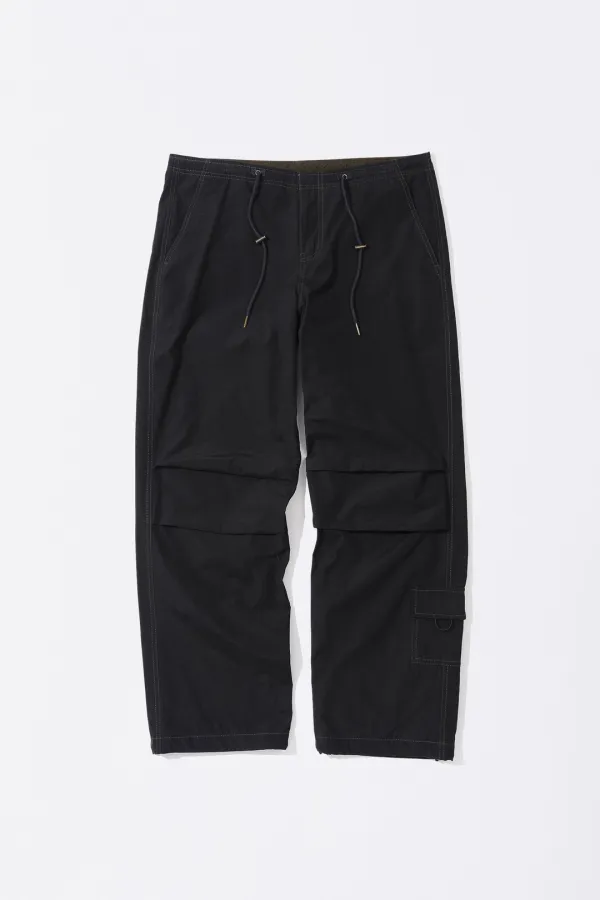 String Parachute Pants Washed Black