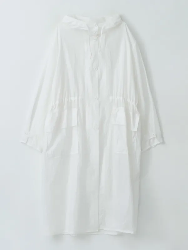Hazy hood long coat (white)