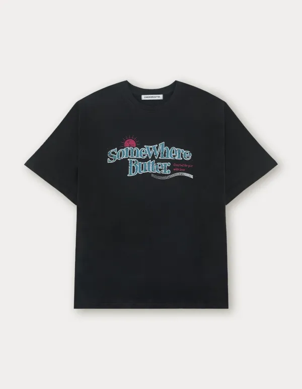 Sun Wave Logo Over-Fit Top - Black