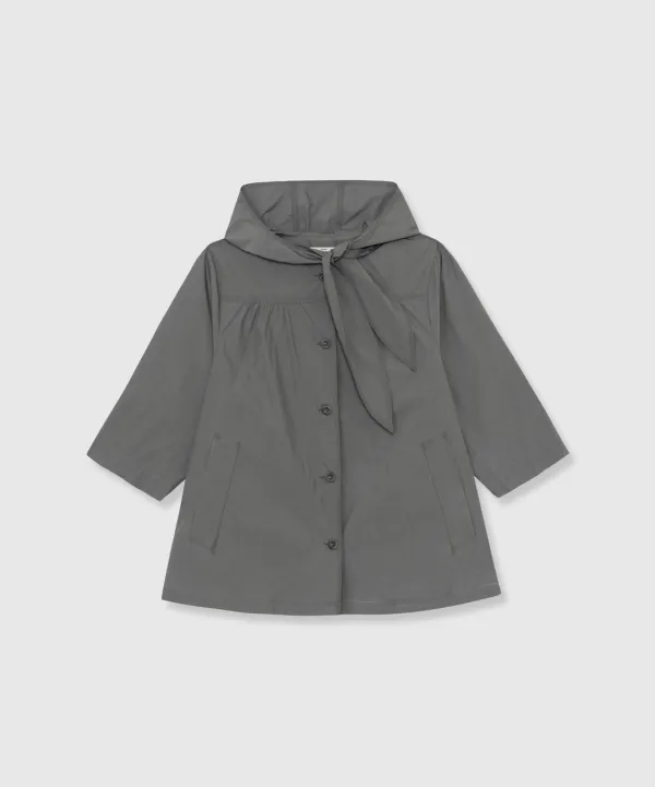 Yoke shirring trench coat (Dark gray)