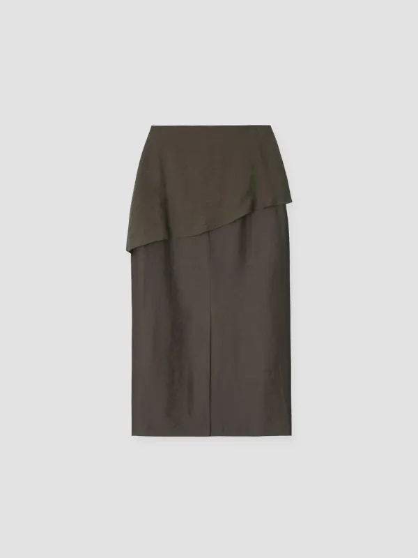 LAYER STRAIGHT SKIRT_CHARCOAL BROWN_OE5C2MSK70CHB