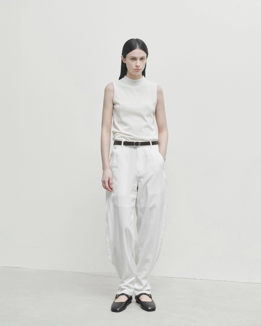 브라운야드 W Button Hem Pants, Ivory 상품 이미지 2