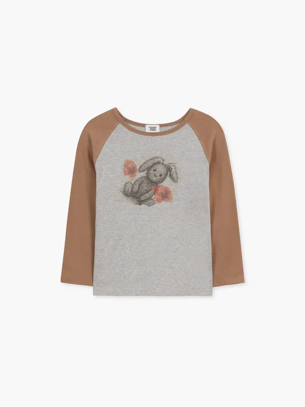 RABBIT RAGLAN T-SHIRT_grey/brown