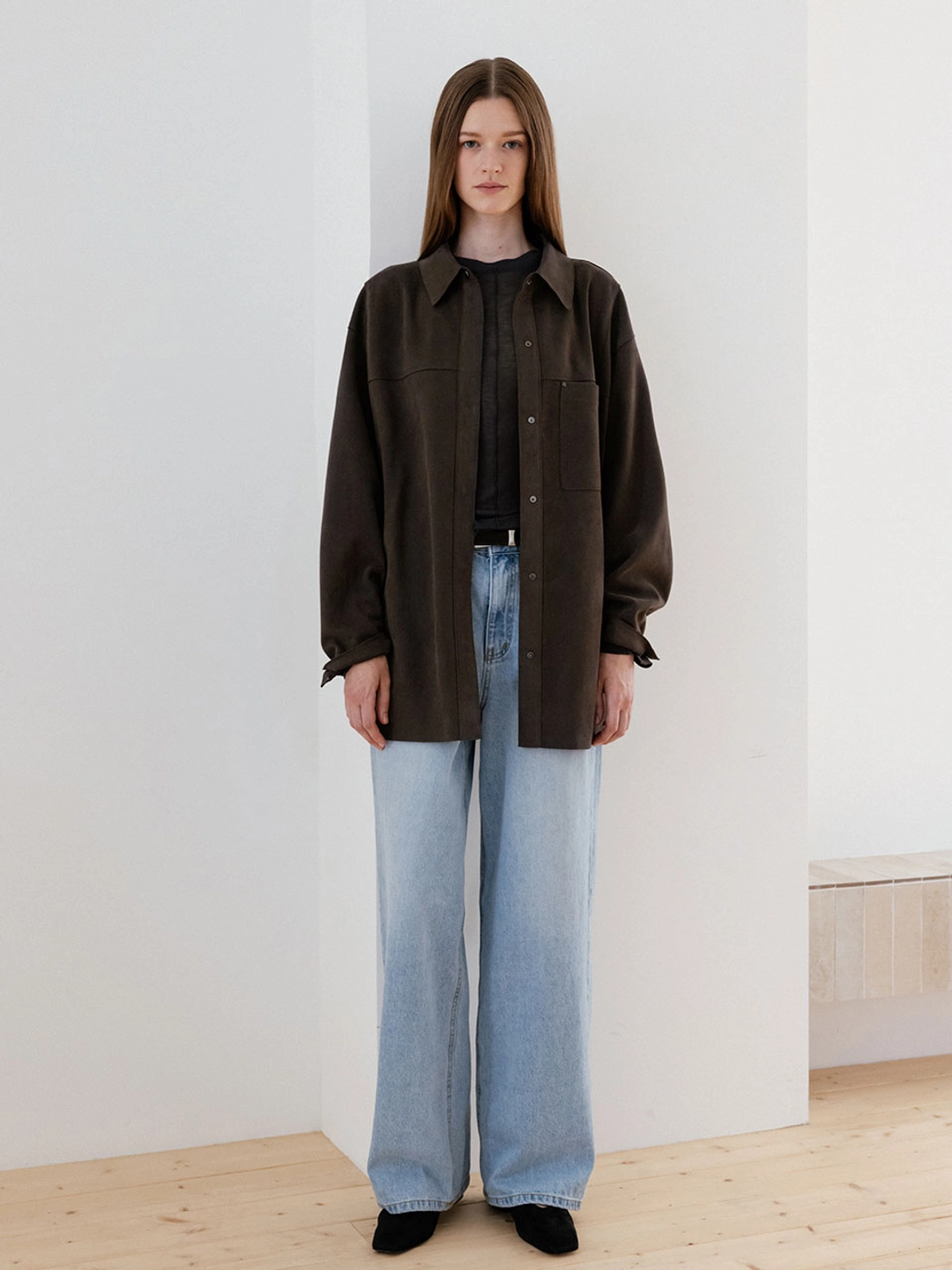 루에브르 Suede Belted Shirt Jacket SL5AJ313-9E 상품 이미지 2