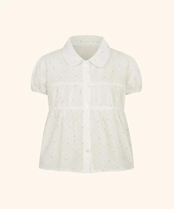 [6/18 순차배송] Shirring Volume Shirt Blouse ( Flower )