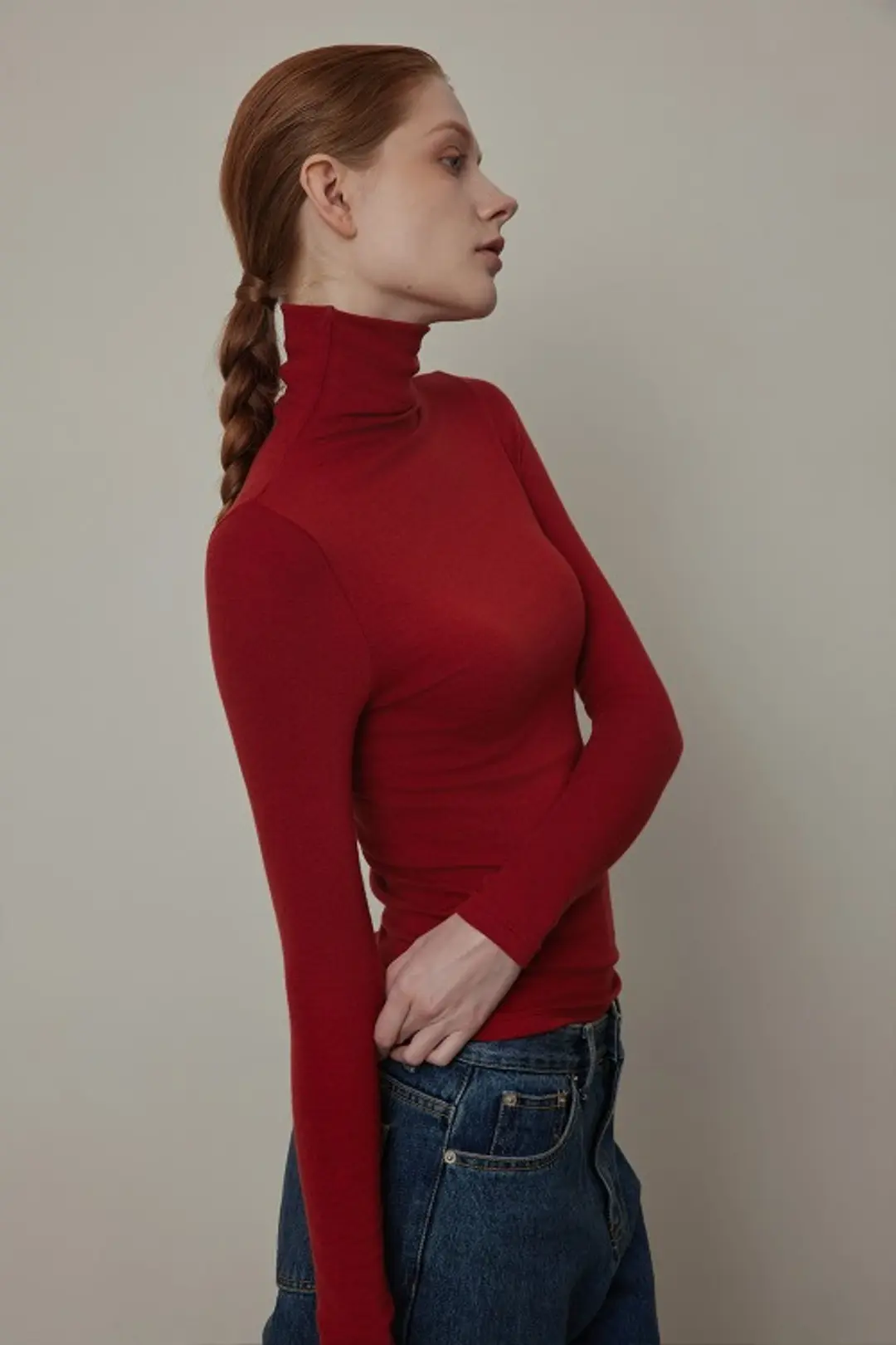 퀸스래빗 Wool Soft Basic Long Sleeved Turtleneck T-shirt 상품 이미지 2