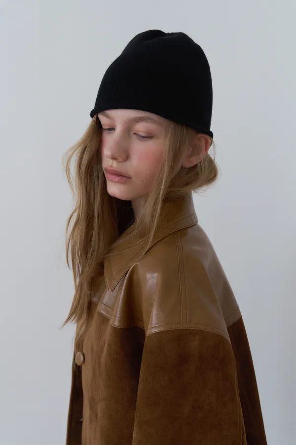 HAIRY TEXTURED KNIT BEANIE_BLACK