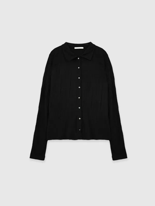 Crinkle Collar Cardigan (Black)