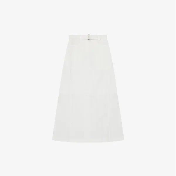 나일론 벨티드 롱 스커트_WHITE