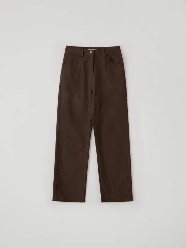 Herringbone Straight Pants(Hazelnut Brown)