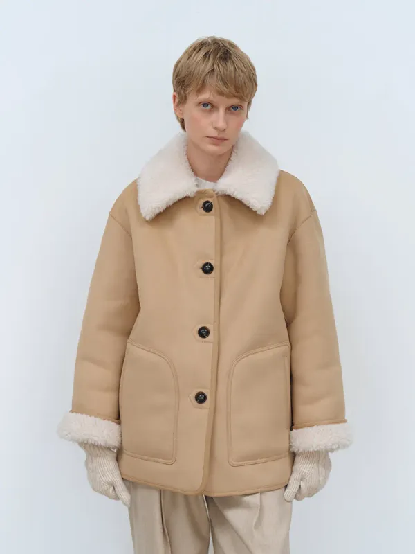 TFW REVERSIBLE SHEARING HALF COAT_BROWN