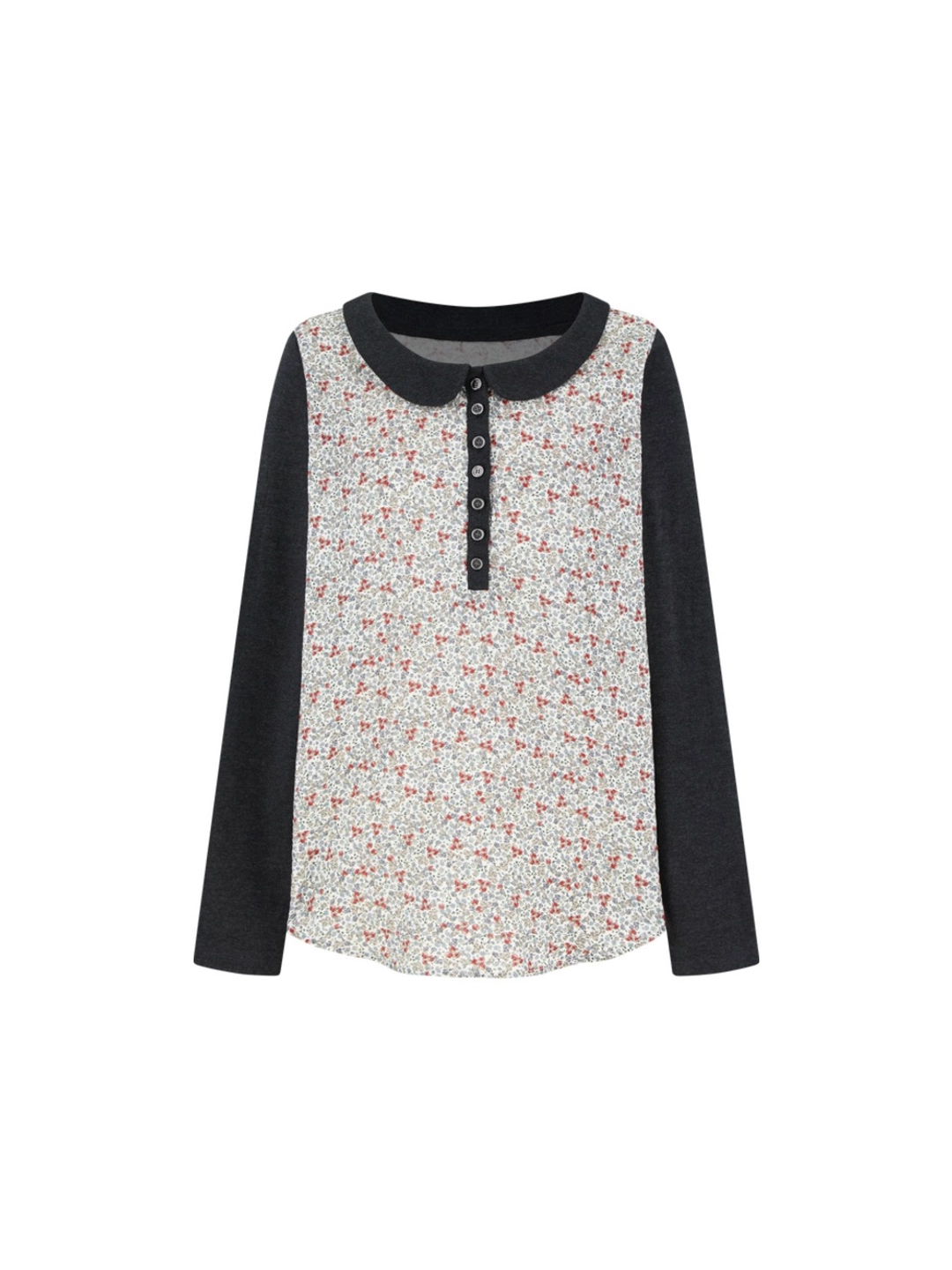 콜로신스 SIPUR COLLAR SLEEVE TOP BLACK BLOOM 상품 이미지 1