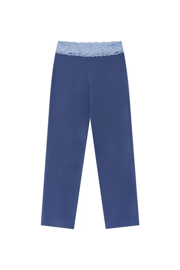 LACE POINT LOOSE-FIT PANTS (BLUE)