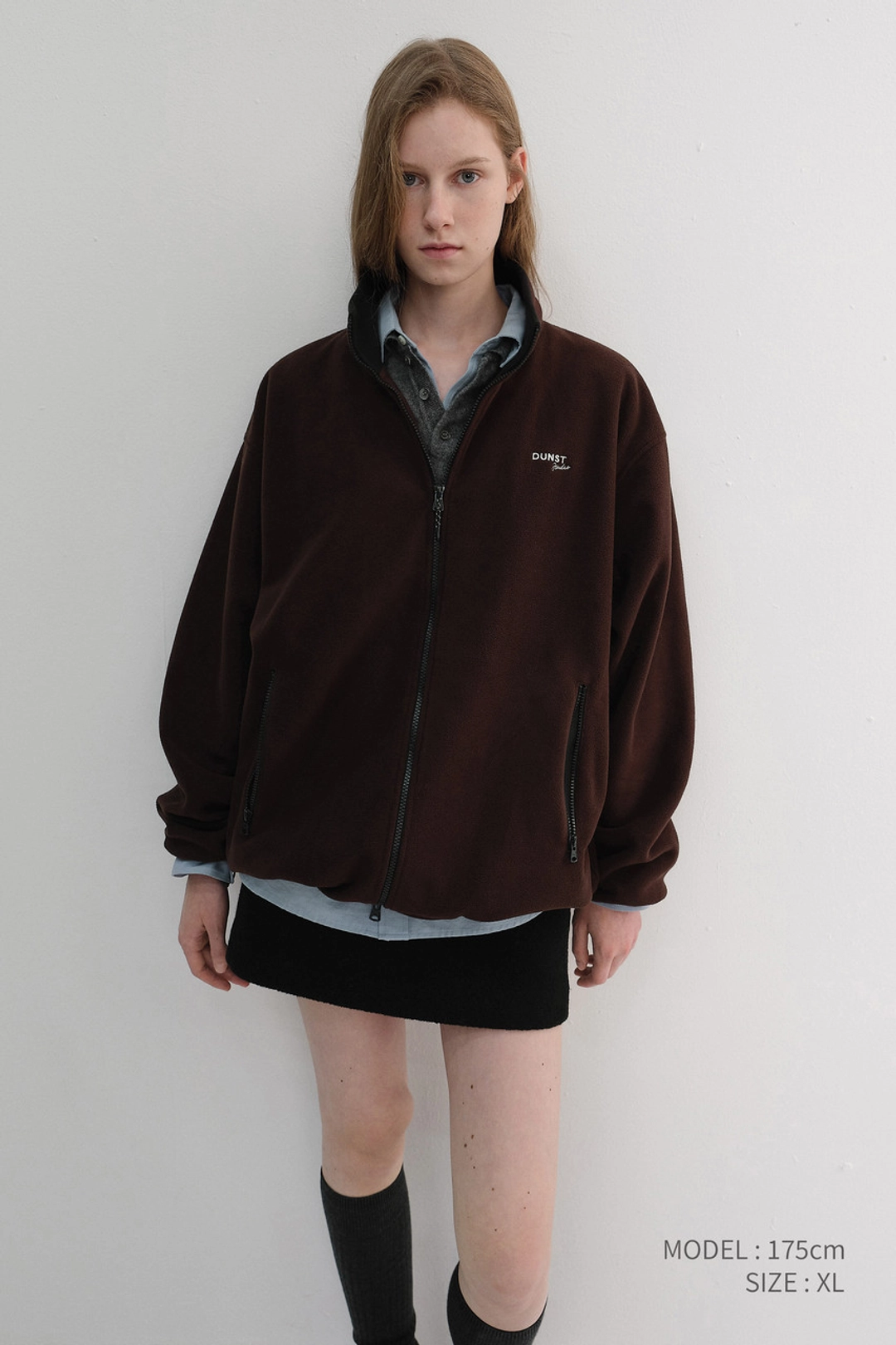 던스트 UNISEX ZIP-UP FLEECE SWEATSHIRT CHOCO BROWN_UDJU6D135W2 상품 이미지 1