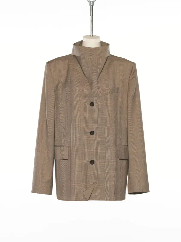 PS25 BROWN STAND COLLAR JACKET