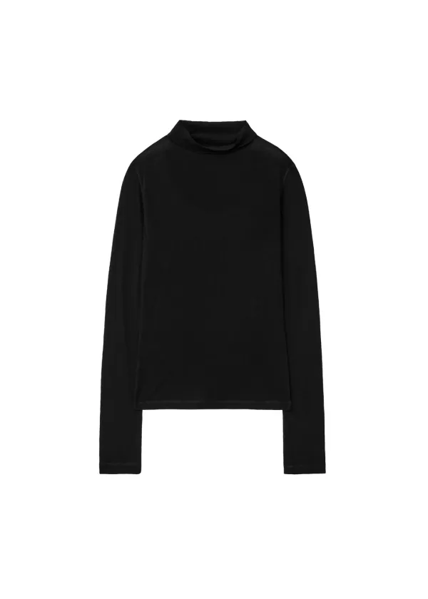 BASIC TENCEL TURTLE NECK T, BLACK