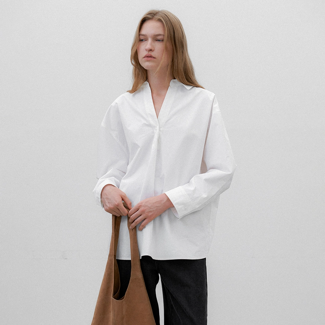 아뜰리에 나인 (BL-4357)SOLID LOOSE FIT TUCK SHIRT 상품 이미지 1