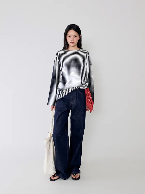 [2nd]Cole stripe tee_navy