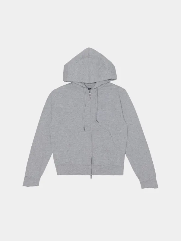FRINGE HOODED ZIP-UP GREY