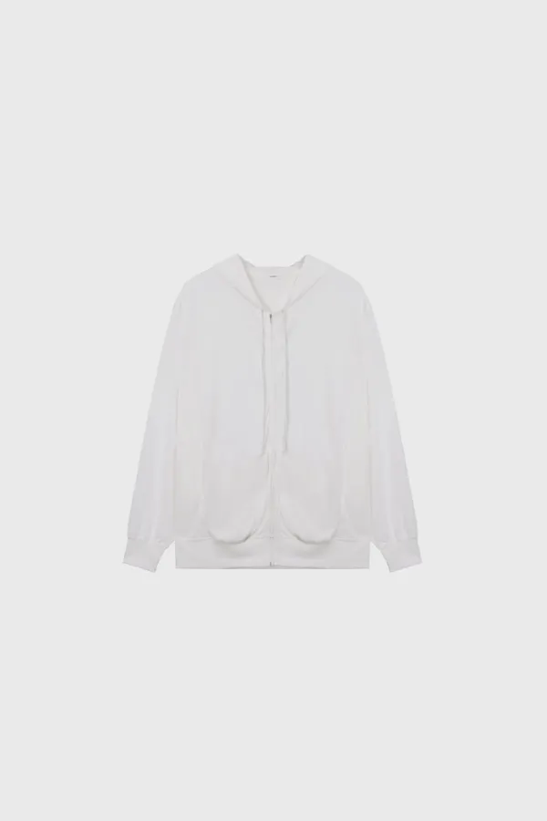[3rd] Flowy Jersey Hoodie Zip-Up (Light Gray / Dark Gray / White)