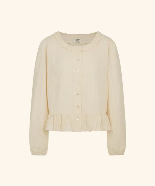 Noteny Round-Neck Frill Blouse ( Beige )