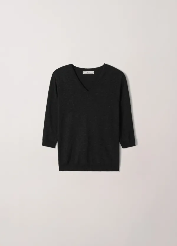 Soft Regular V-neck Knit (Black)