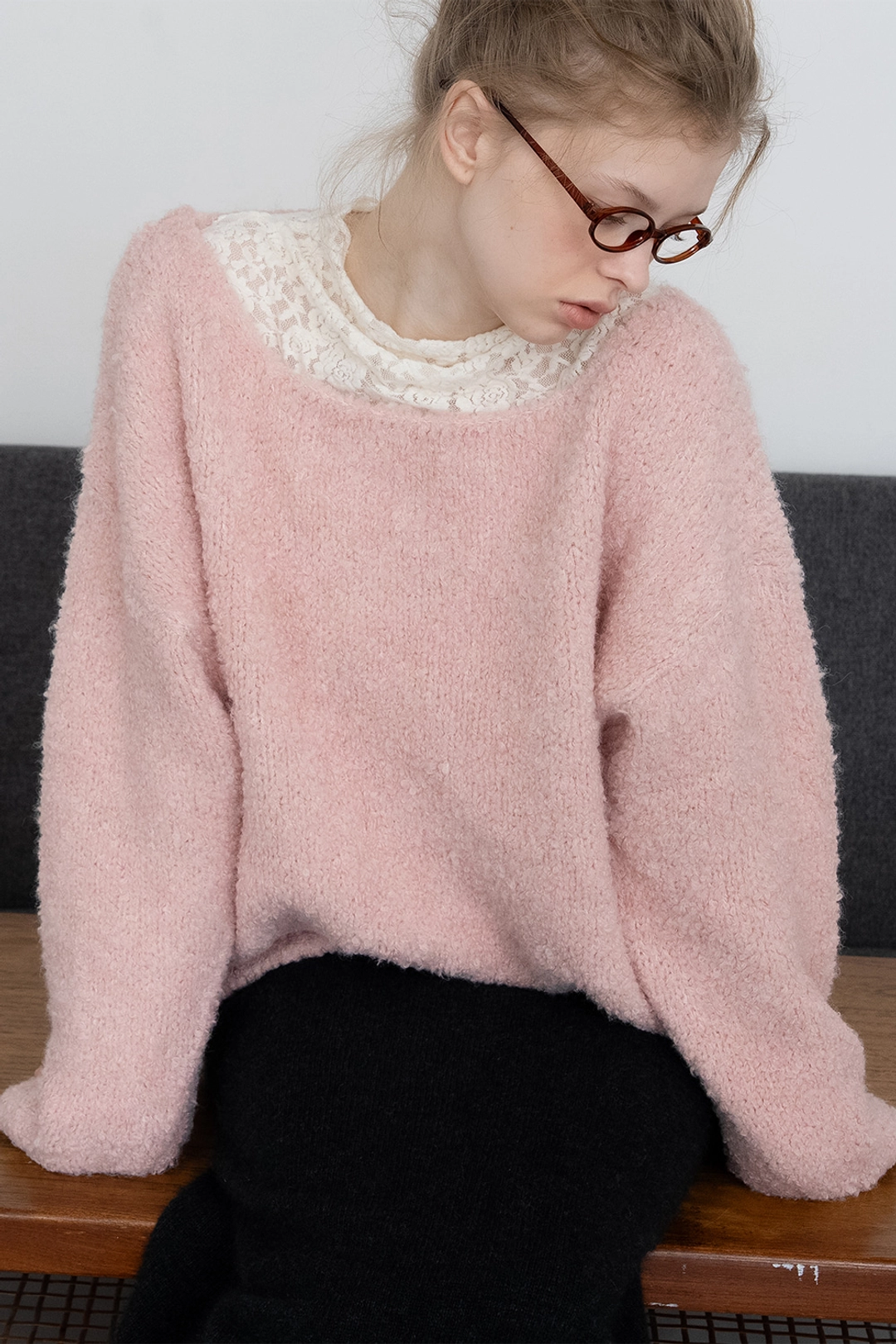 위드아웃썸머 Blush boucle knit_baby pink 상품 이미지 2