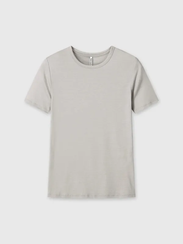 (W) TENCEL SHORT SLEEVE T-SHIRT_ LIGHT GREY
