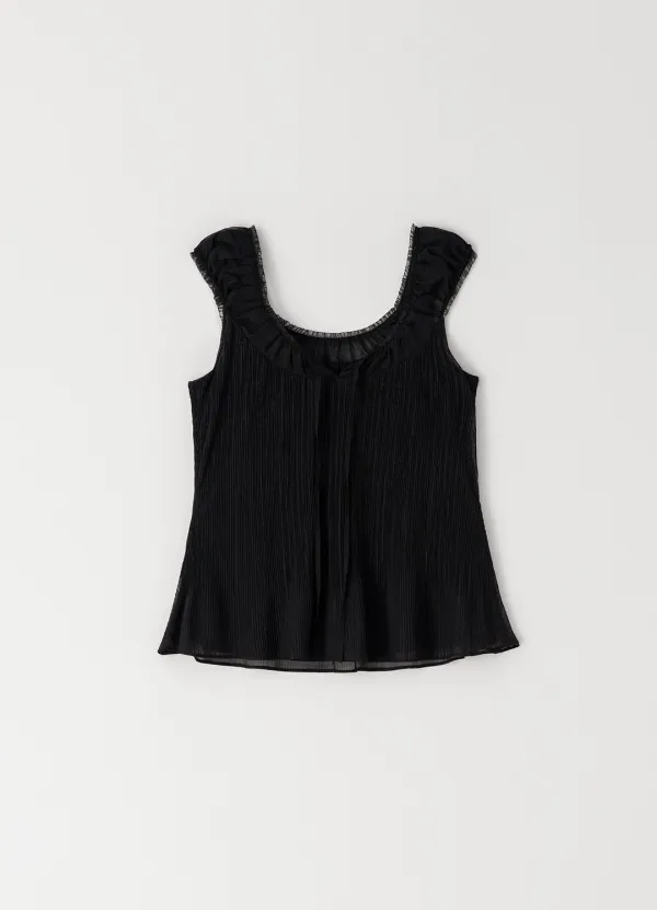 2ND Eden Pleated Blouse(Black)