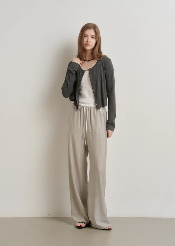 COZY STRIPE BANDING PANTS (greige)
