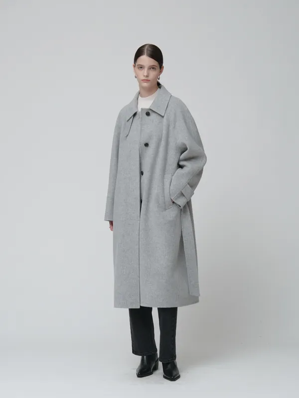 [3rd] NU BERN Classic Merino Wool Handmade Balmacaan Coat_Light Gray