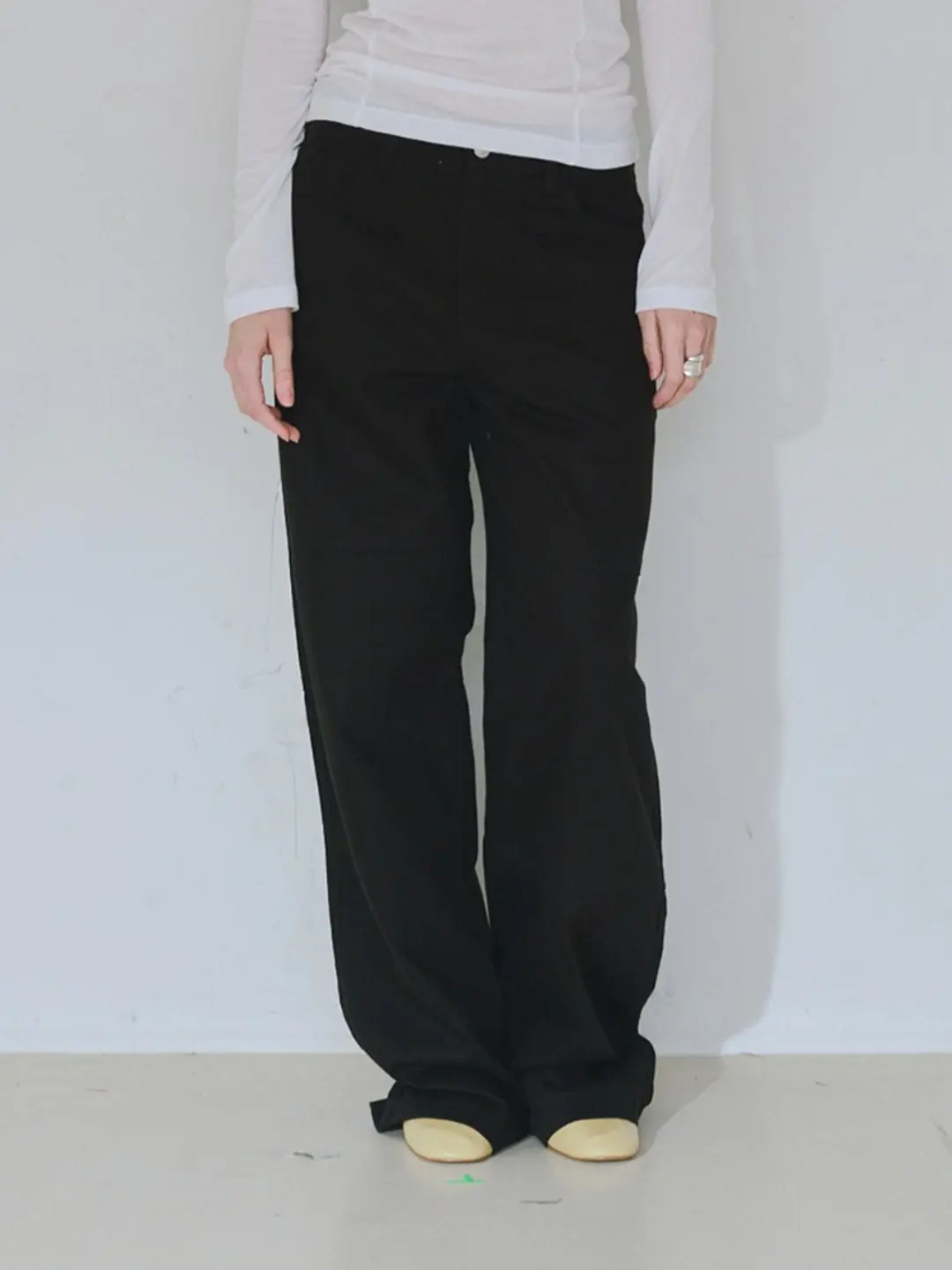 밀로 우먼 Double Knee Cotton Loose Pants [Black] 상품 이미지 2