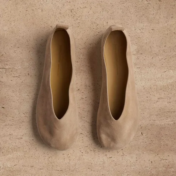Women's Suede V Ballet Flat - Natural