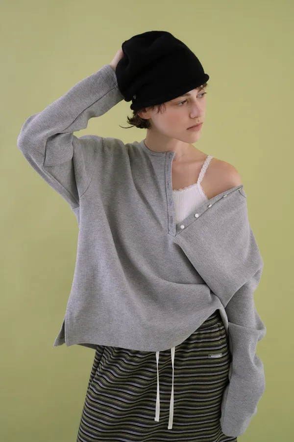 Waffle button t-shirt_gray
