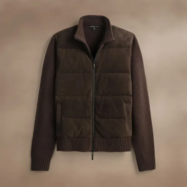 Suede Front Zip Up Sweater - Bronco