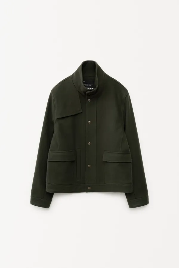 (M)Kei Wool Biker Jacket dark green