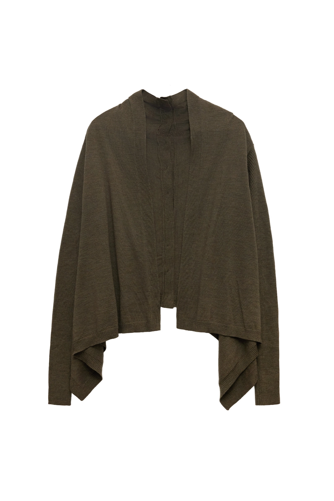 와이이이엘 DRAPED BUTTON-DETAIL OPEN CARDIGAN KHAKI 상품 이미지 3