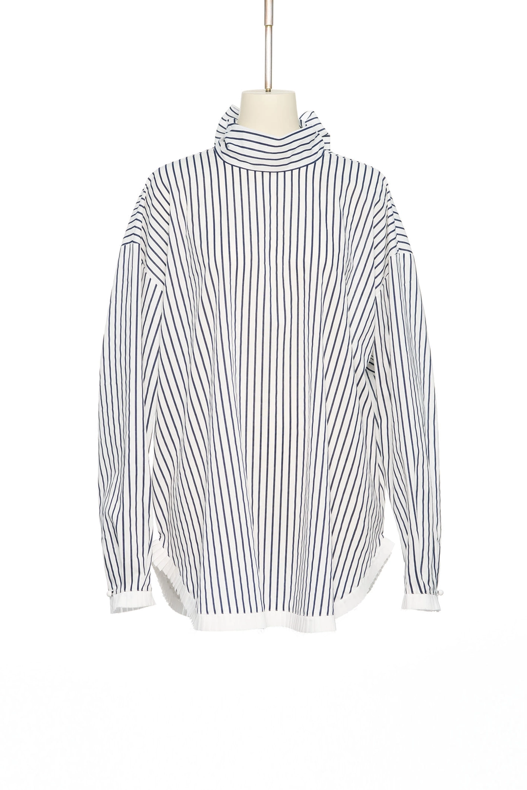 푸쉬버튼 PS26 NAVY STRIPE WIRE COLLAR OVERSIZED SHIRT 상품 이미지 1