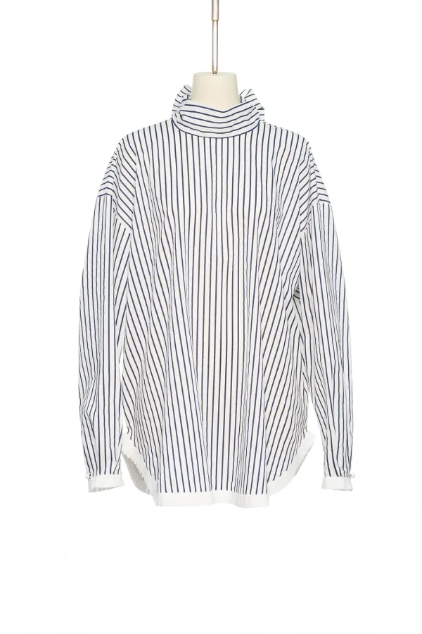 PS26 NAVY STRIPE WIRE COLLAR OVERSIZED SHIRT