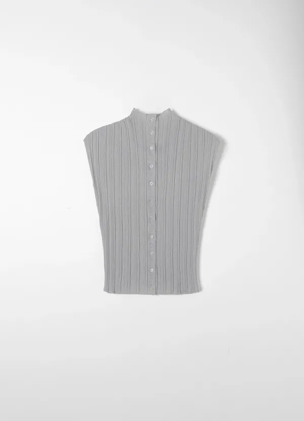 Rib Pleats Knit (Ash Blue)