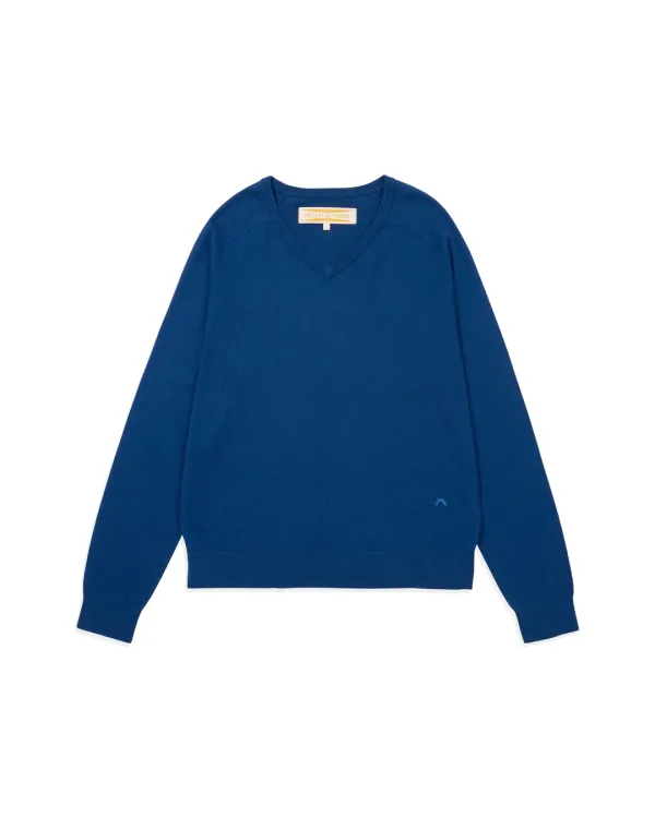 HS V-neck L/S Knit_Deep Blue
