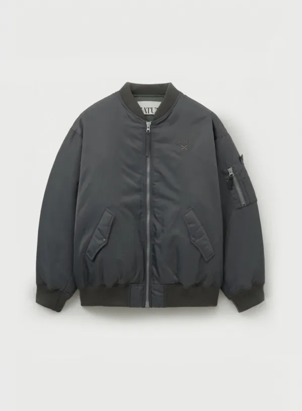 2-Way Nylon Bomber Jumper - Charcoal