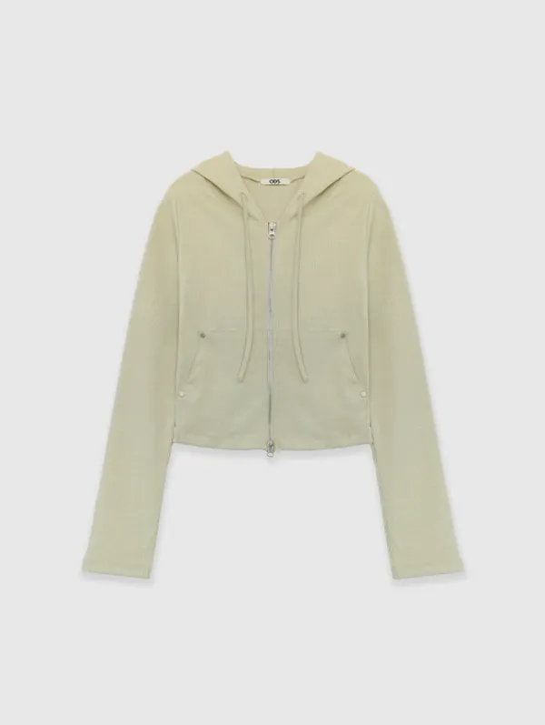 [4th 재입고] Washed Rib Zip-up Hoodie (Butter)