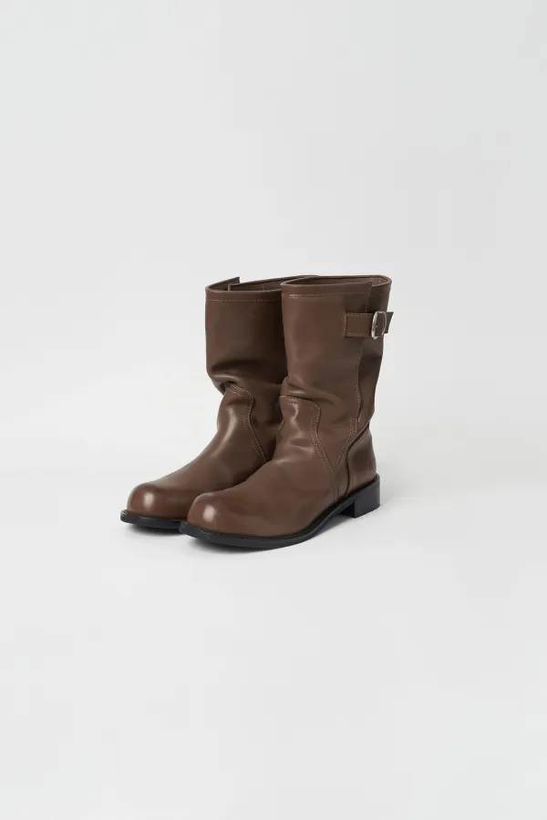 Buckle Leather Slouch (brown) - 아뜰리에에디션