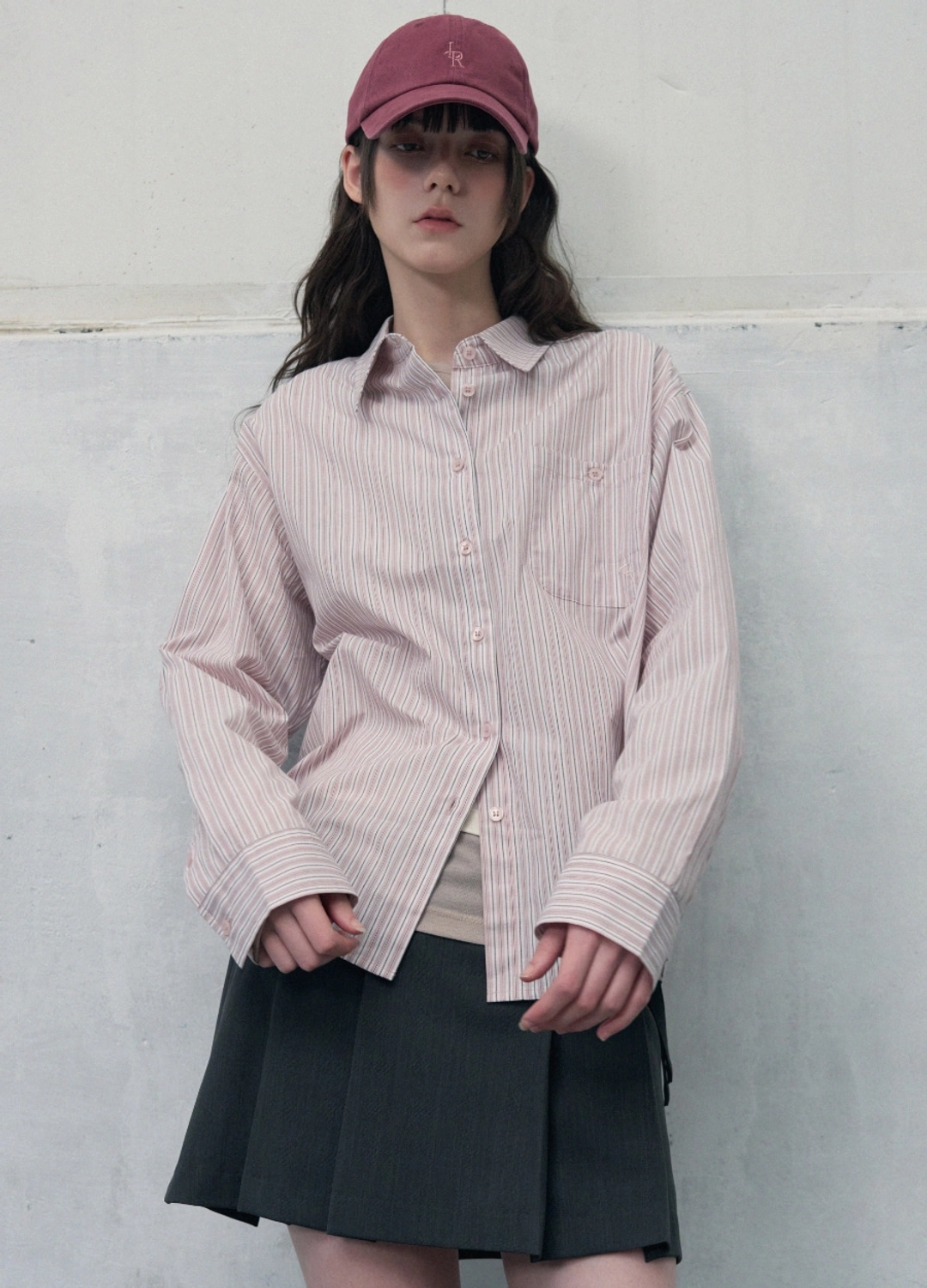 레더리 스몰 로고 스트라이프 코튼 셔츠 [PINK] 상품 이미지 2