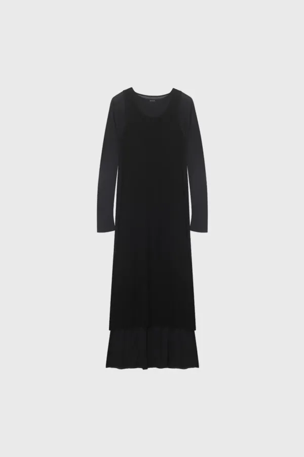 Slim Layered Dress (Dark Gray / Ivory / Black)