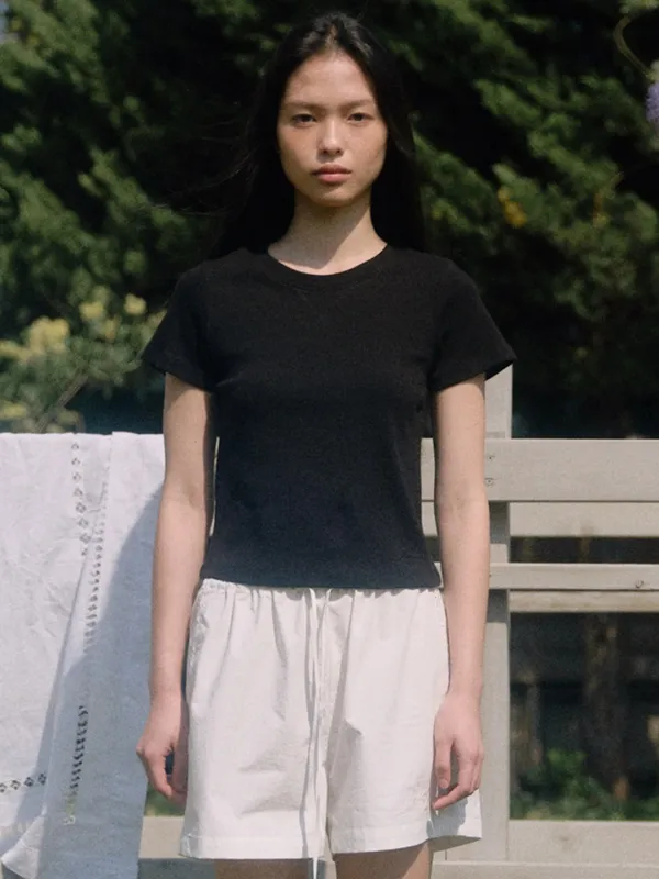 V-stitch short-sleeved T-shirt_black