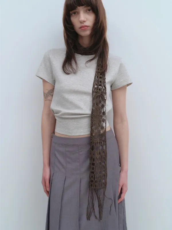 Cotton Crochet Scarf [Dark Brown]