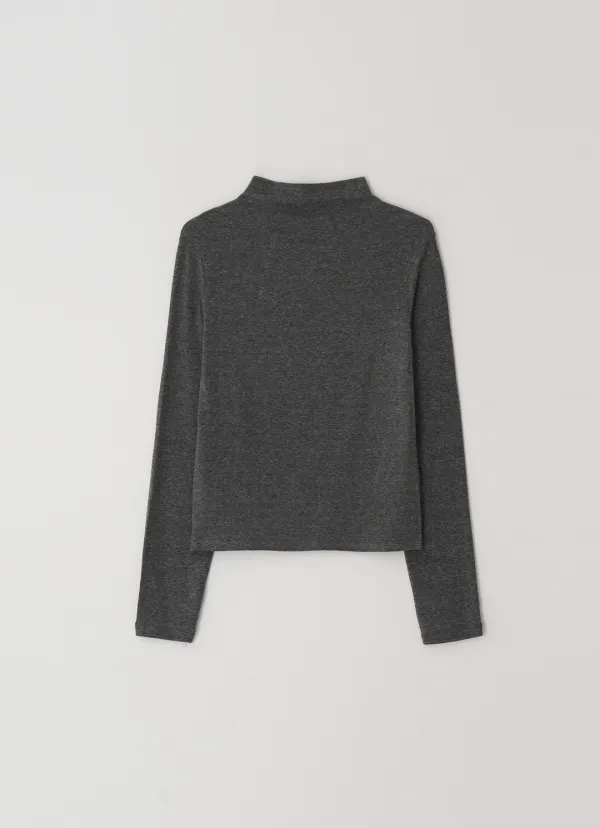 MOKE NECK TURTLE T-SHIRT - CHARCOAL