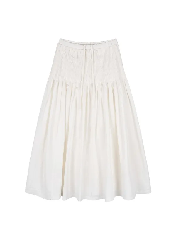 summer ver) Handmade wrinkle pintuck skirt Ivory